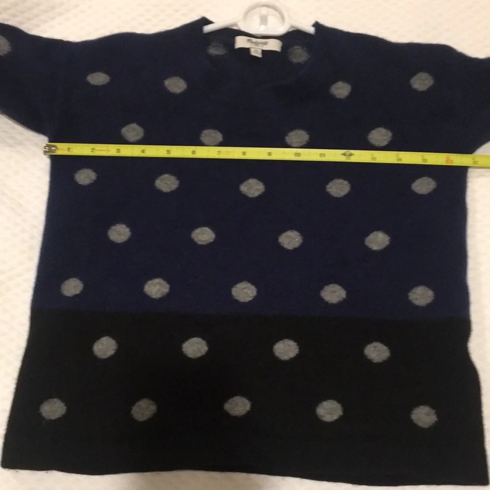 Madewell Merino Wool girls polka dot pullover Sweater blue black grey size XS